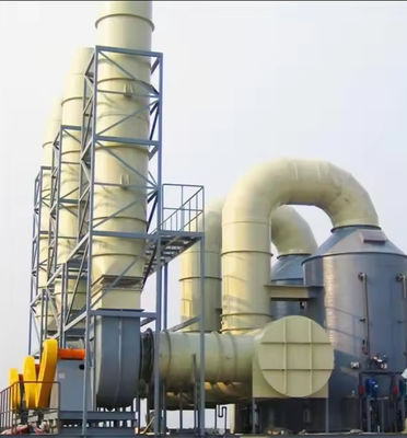 FRP Tail Gas Absorption Tower GRP Acid Mist Gas Absorption Tower Chlorine Wet Scrubber Covered With Gel Coat