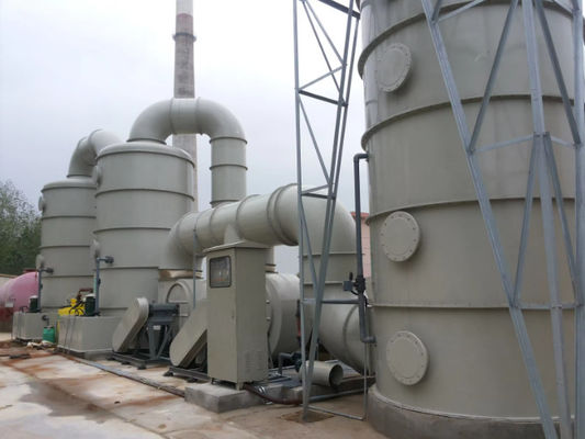 Industrial Waste Gas Scrubber FRP GRP Desulfurization Tower For Odor Smell Removal